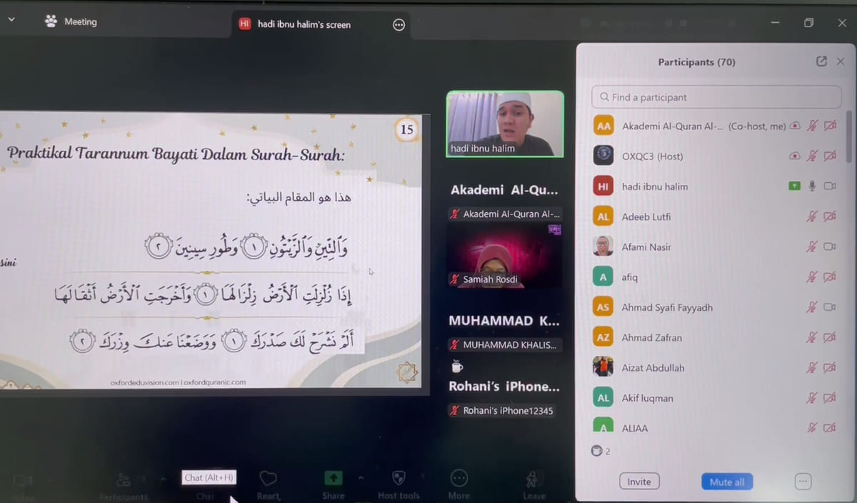 Sesi kelas tarannum online berkumpulan
