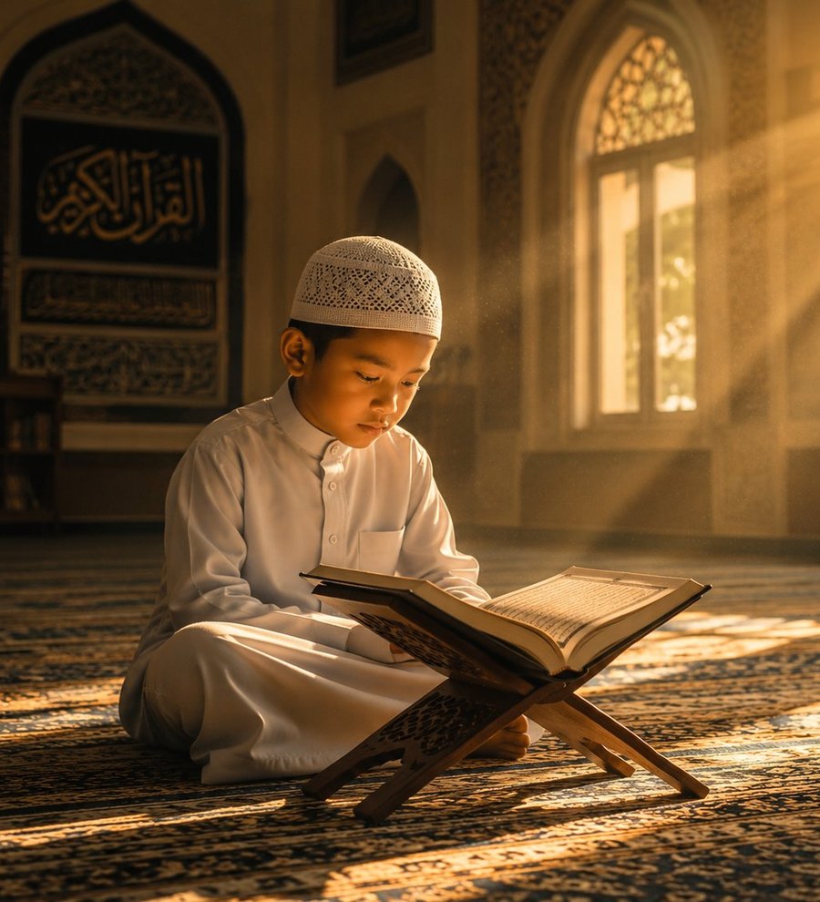 Pelajar membaca Al-Quran